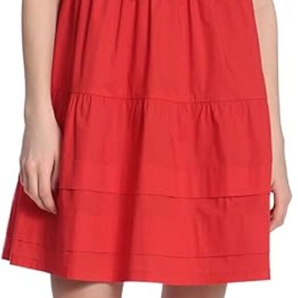 NWOT Donna Morgan Mini Dress Scoop Neck Tiered Criss Cross Back Red Size 10P - Picture 5 of 5